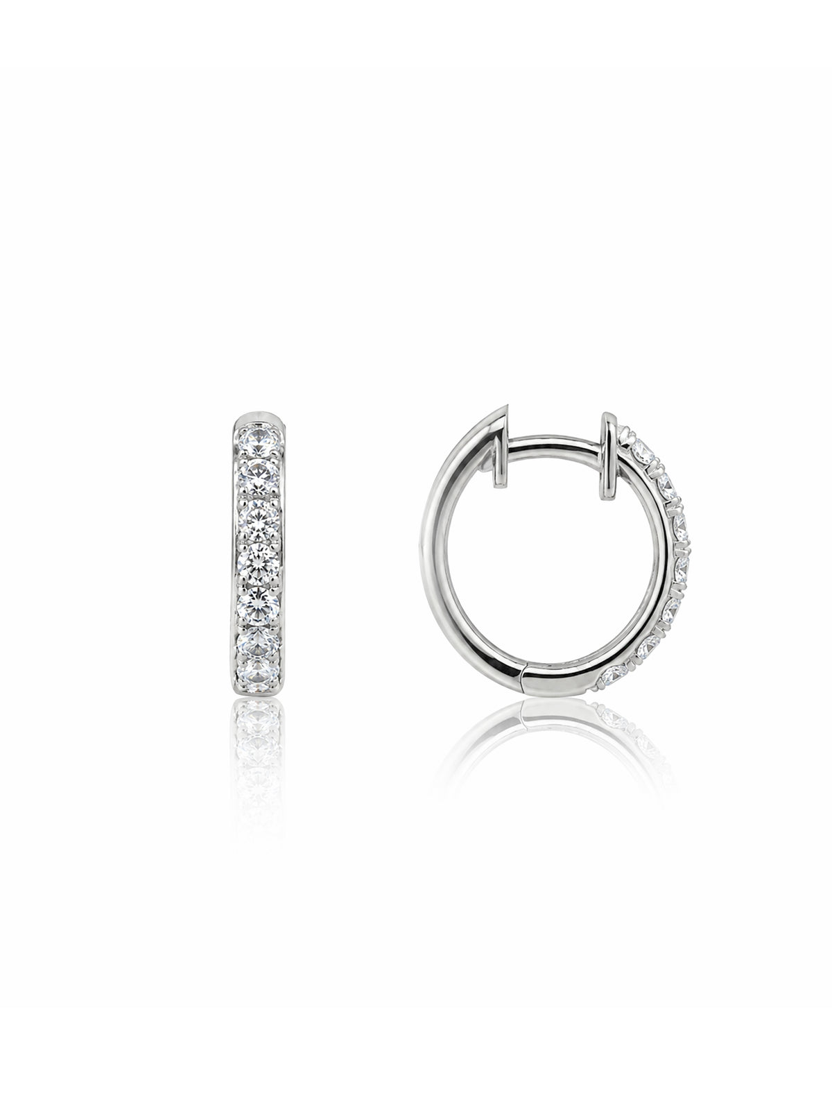 Lab Grown Diamond Huggie Earrings Claw Set 9 Carat White Gold