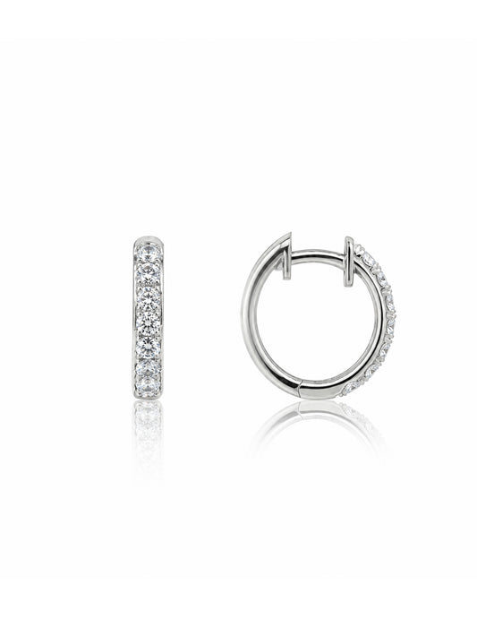 Lab Grown Diamond Huggie Earrings Claw Set 9 Carat White Gold