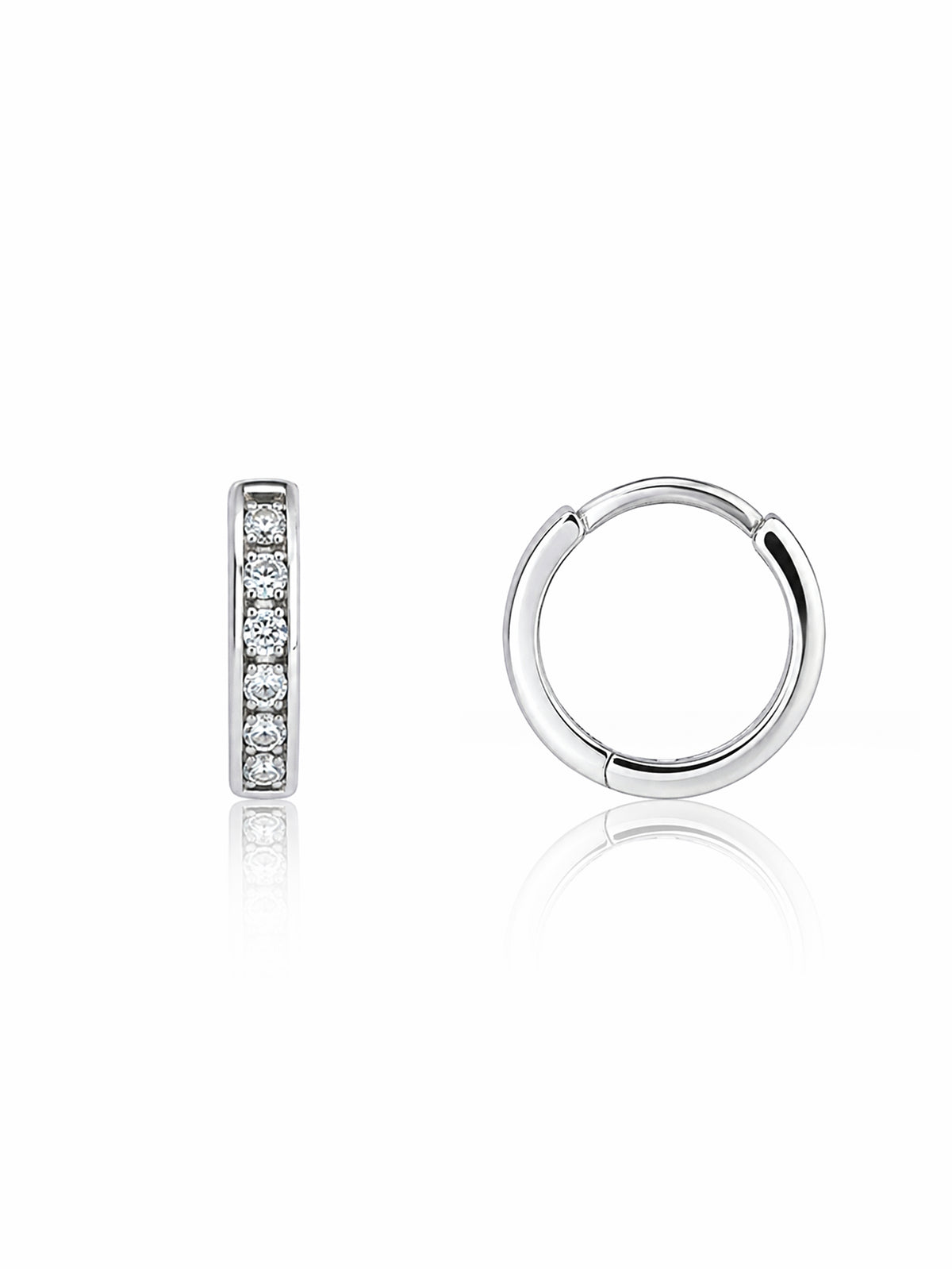 Lab Grown Diamond Huggie Earrings Claw Set 9 Carat White Gold