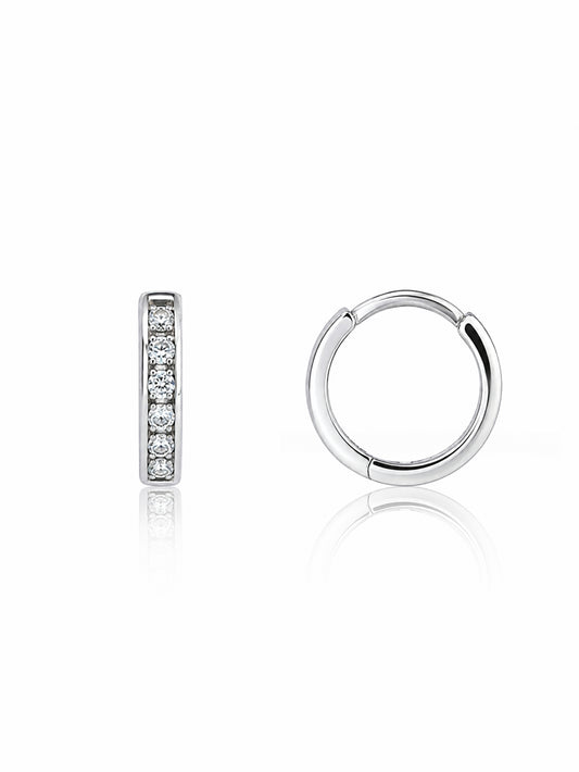 Lab Grown Diamond Huggie Earrings Claw Set 9 Carat White Gold