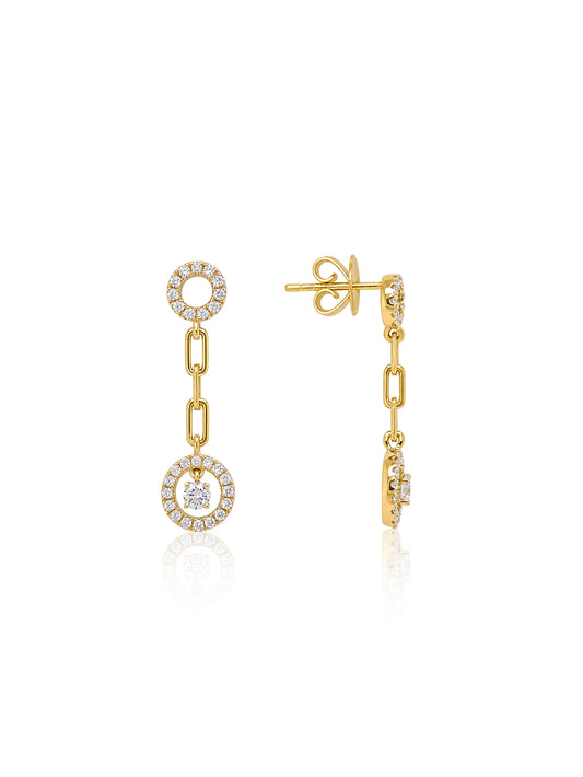 Lab Grown Diamond Stud Drop Earrings 9 Carat Yellow Gold