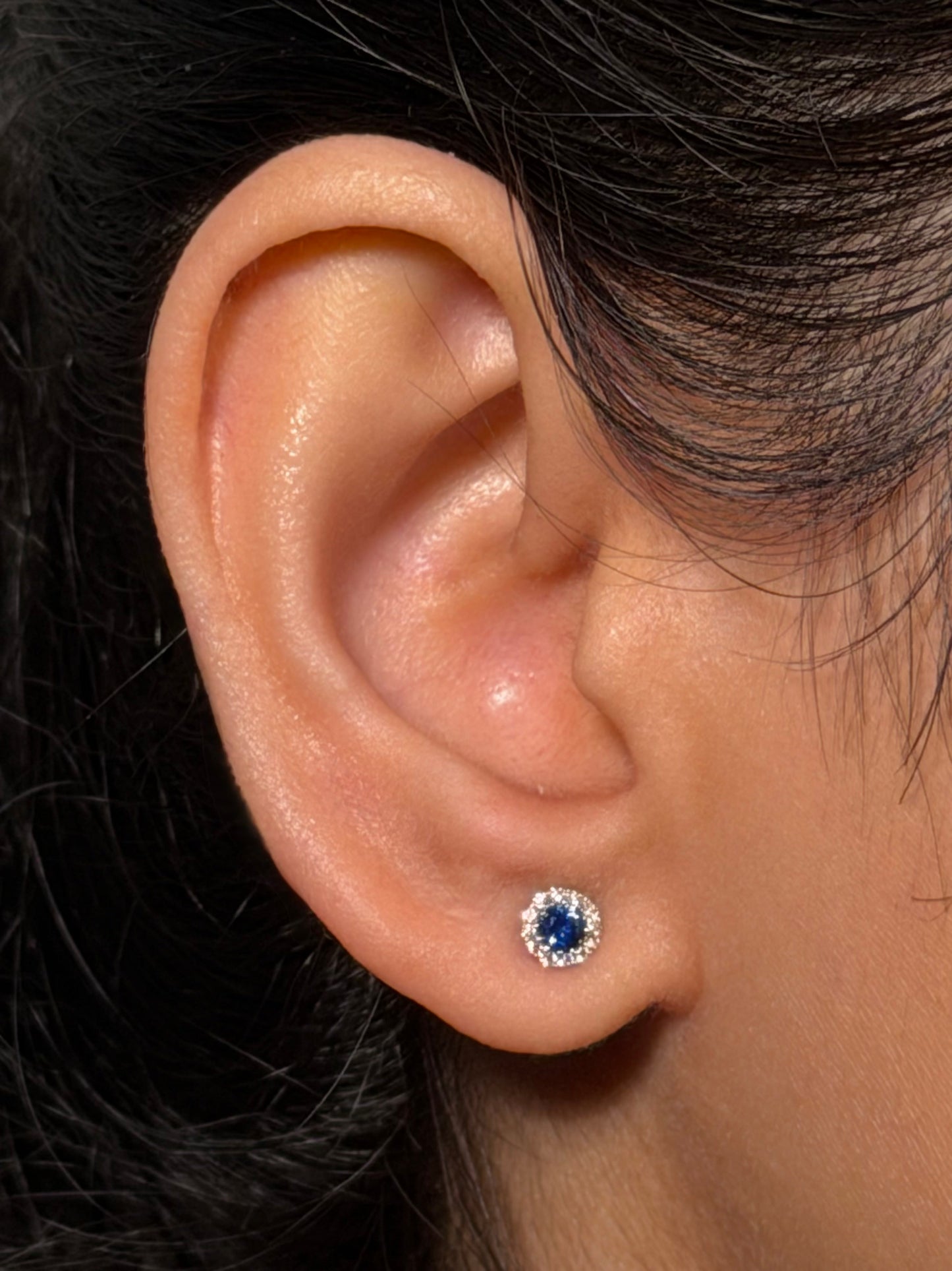 Sapphire & Diamond Studs, 18K White Gold