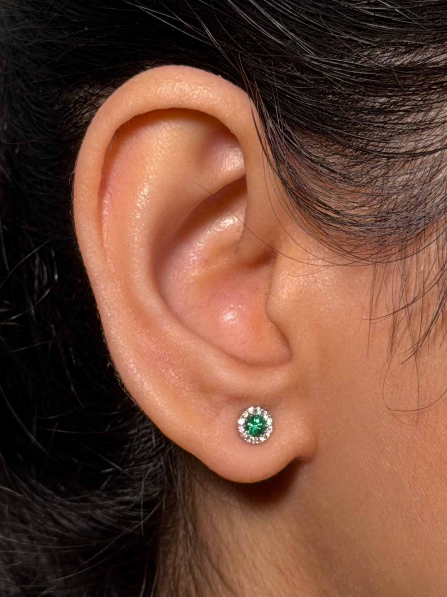 Emerald & Diamond Studs, 18 Carat White Gold