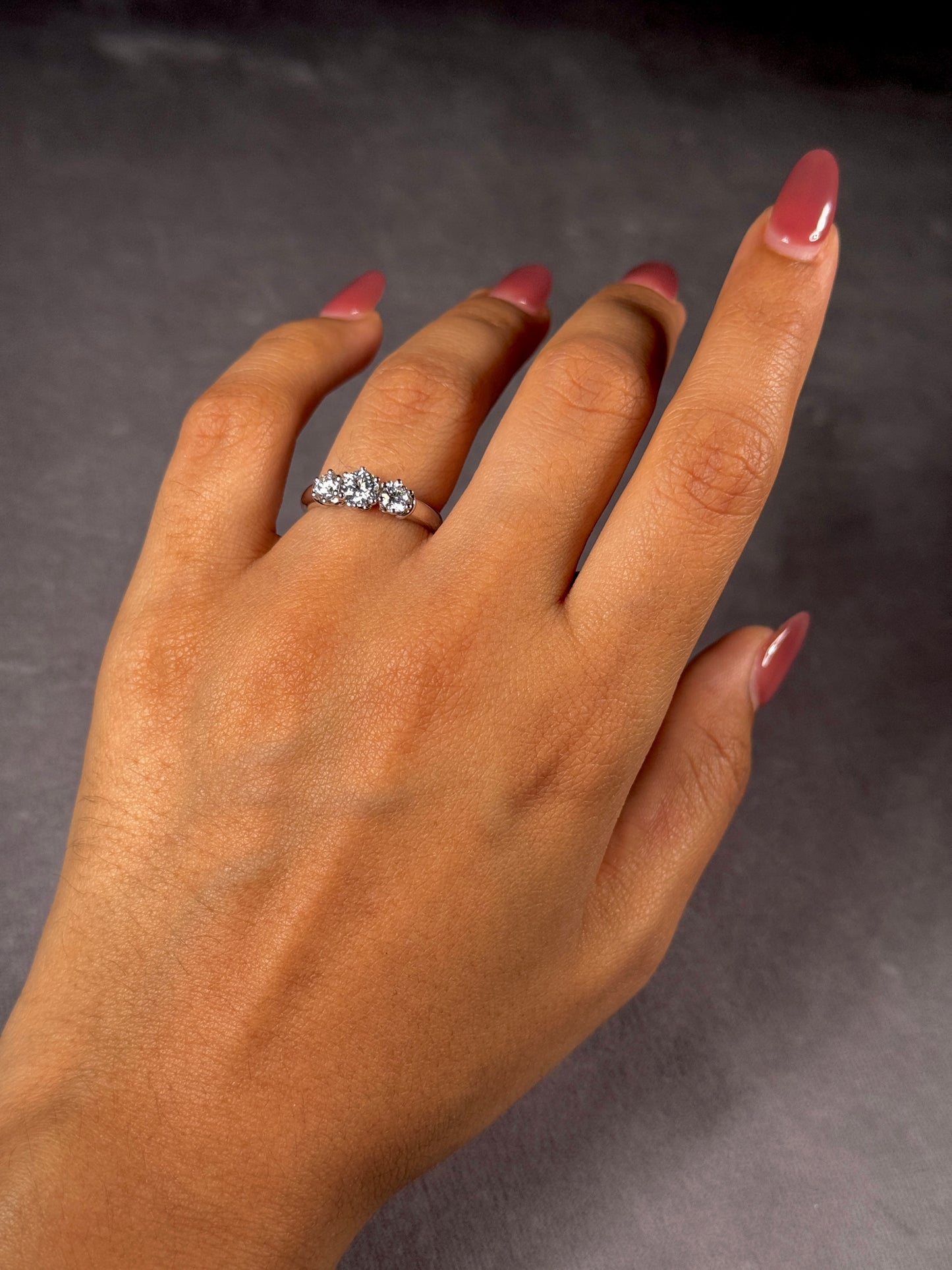 Lab Grown Diamond Ring, Trilogy Ring in 18 Carat White Gold