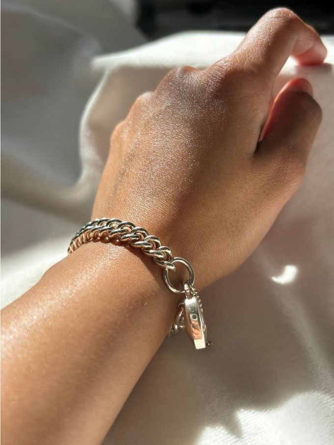 19cm Padlock Catch Curblink Bracelet in Sterling Silver