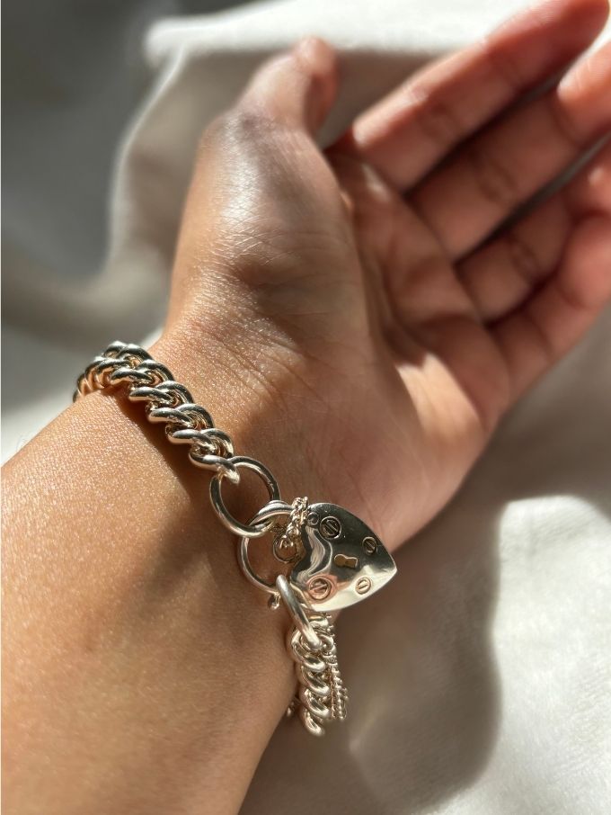 19cm Padlock Catch Curblink Bracelet in Sterling Silver