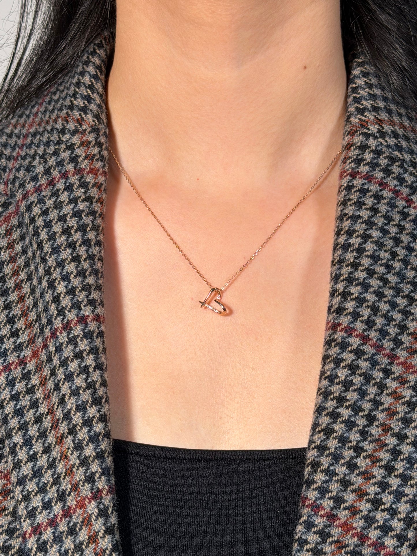 Pendant ss rgp cz hanging heart, 40+5cm