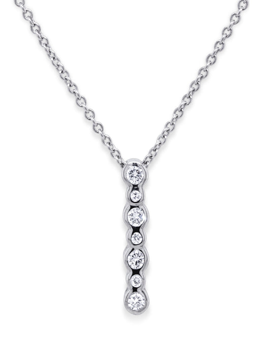 Lab Grown 7 Bezel Set Diamond Pendant, Sterling Silver