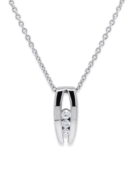 Lab Grown 3 Diamond Pendant, Sterling Silver
