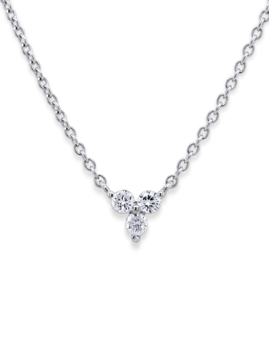 Lab Grown Triangle Diamond Pendant, Sterling Silver