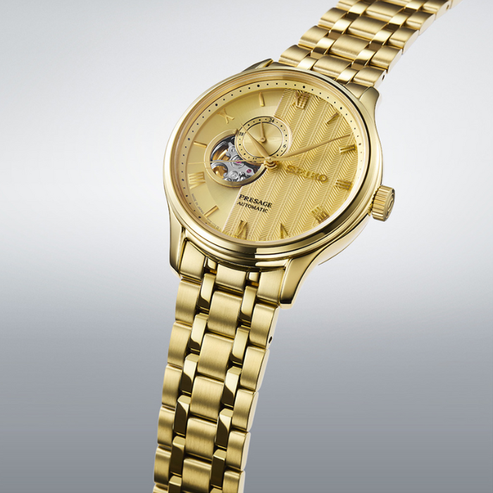 SSA468J Seiko Presage Gold Plated Japanese Garden, Bracelet Band