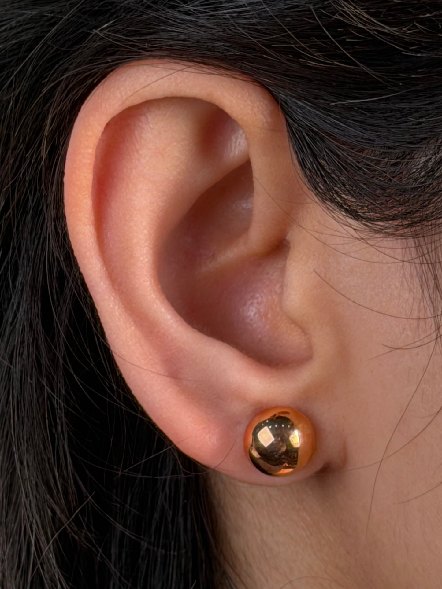 Half ball  stud earring ss/rg 9mm