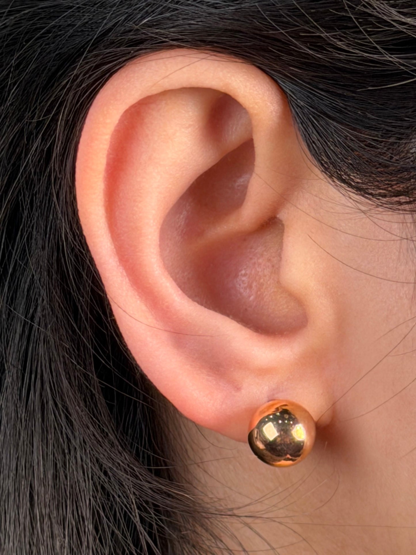 Ball Stud earrings 9mm hollow sterling silver rose gold plated.
