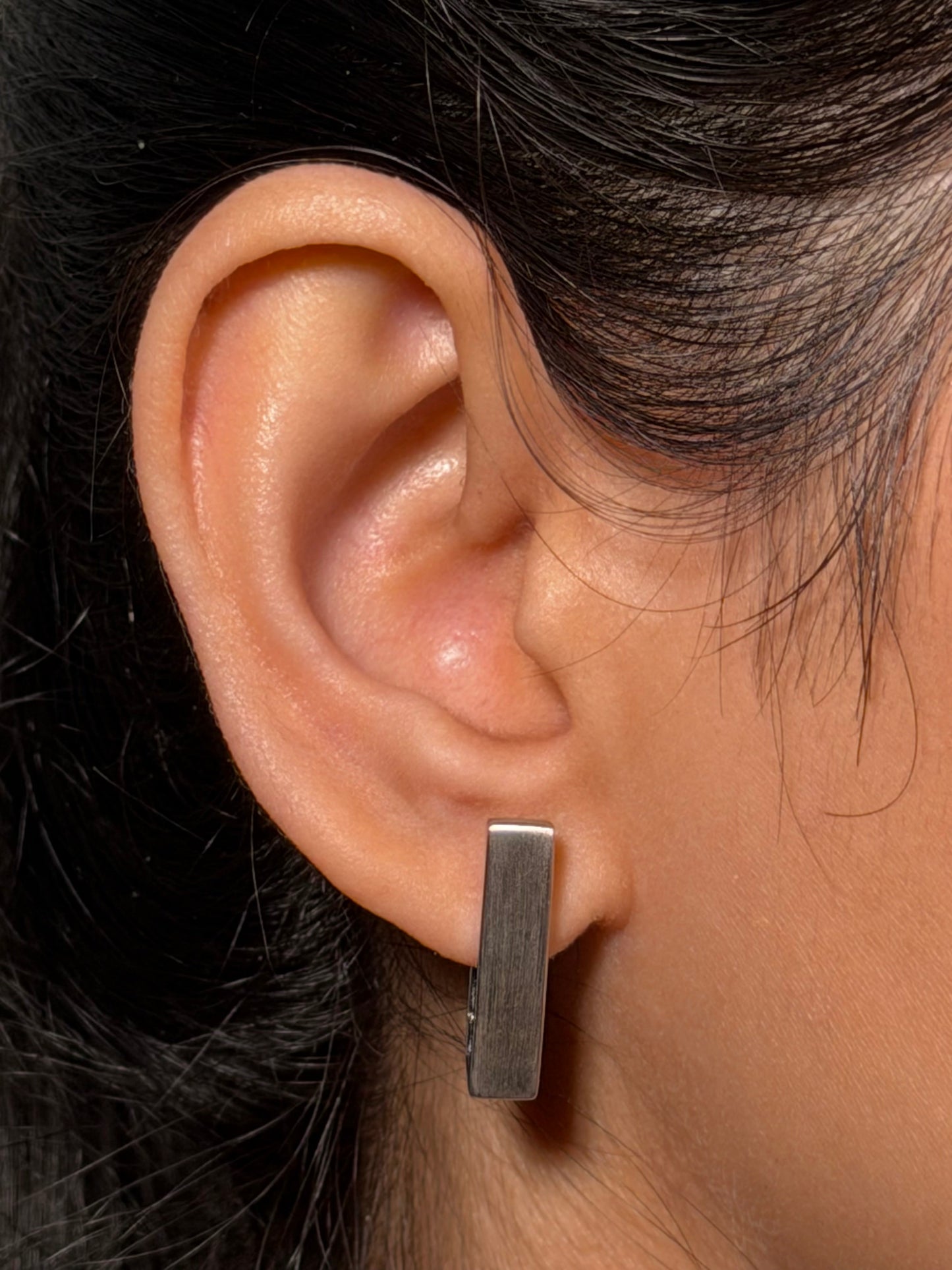 Huggie Earring Rectangular, Sterling Silver