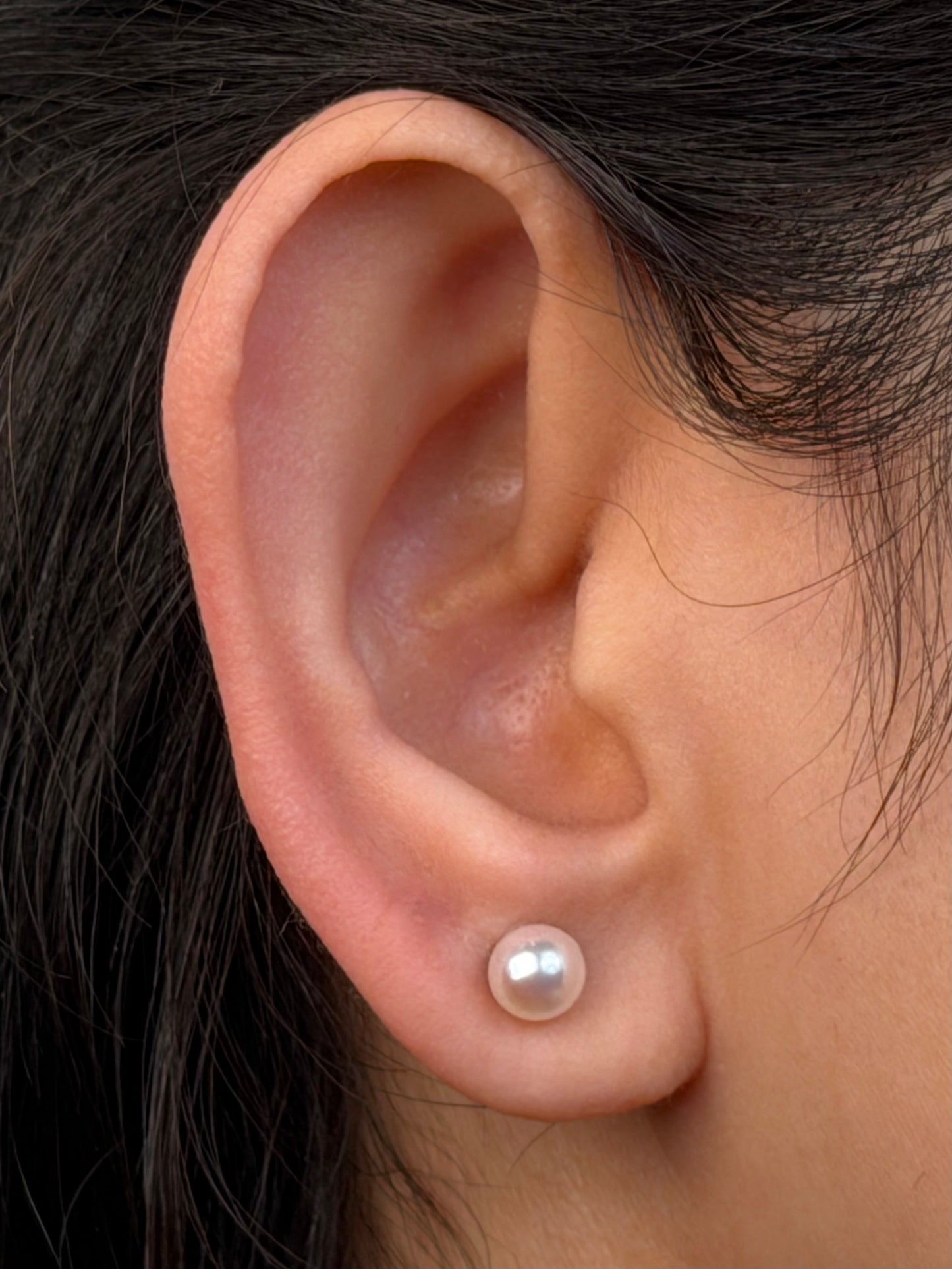 Akoya Pearl Studs, Sterling Silver, 5.5x6mm