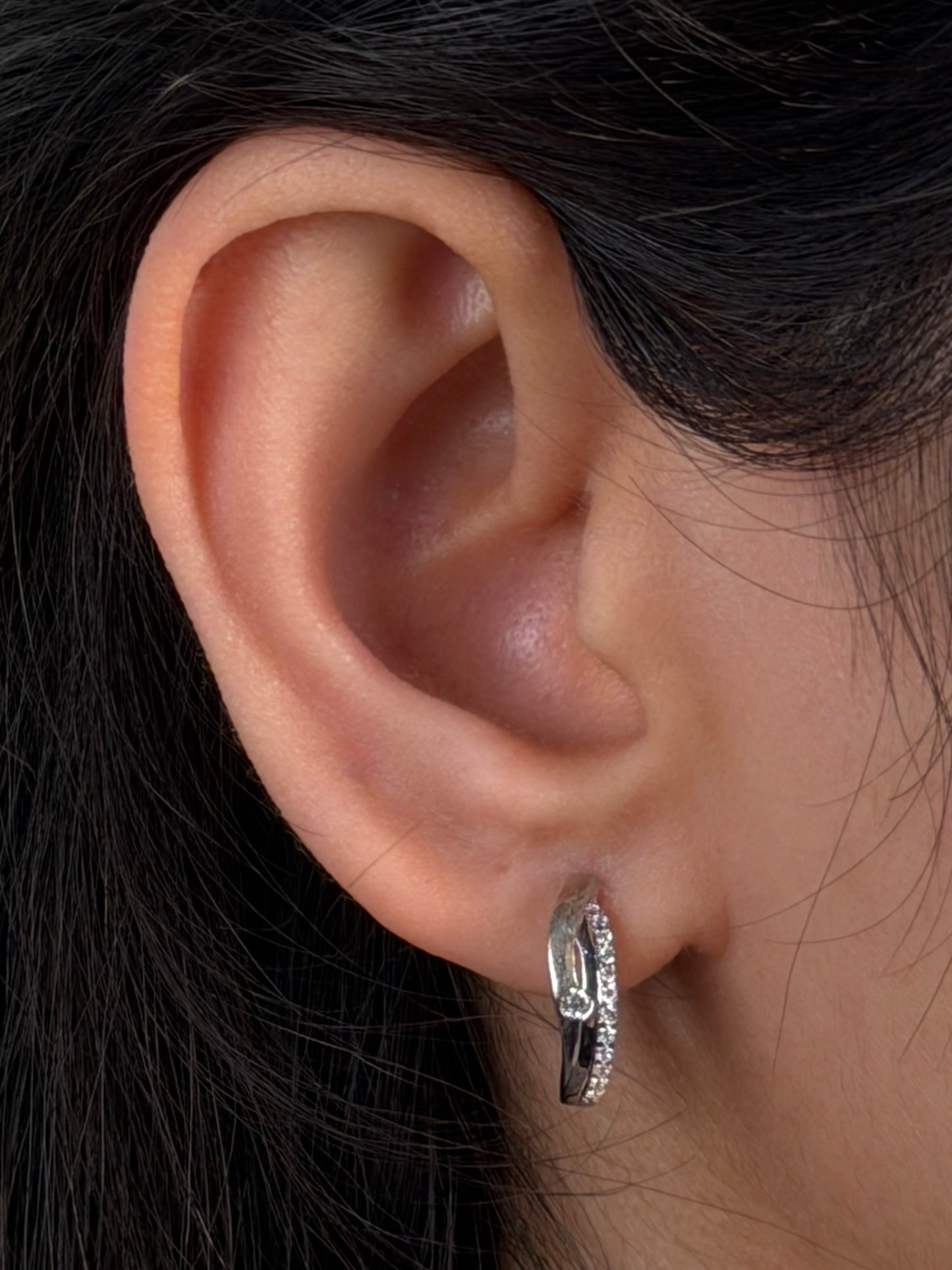 Cubic Zirconia Huggie Earrings, Sterling Silver