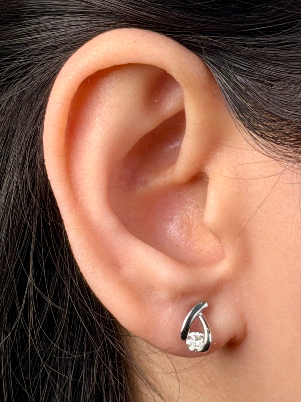 Lab Grown Diamond Stud Earrings, Sterling Silver