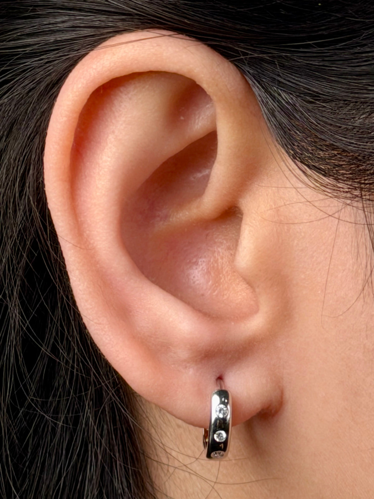 Lab Grown Diamond Huggie Earrings, Sterling Silver