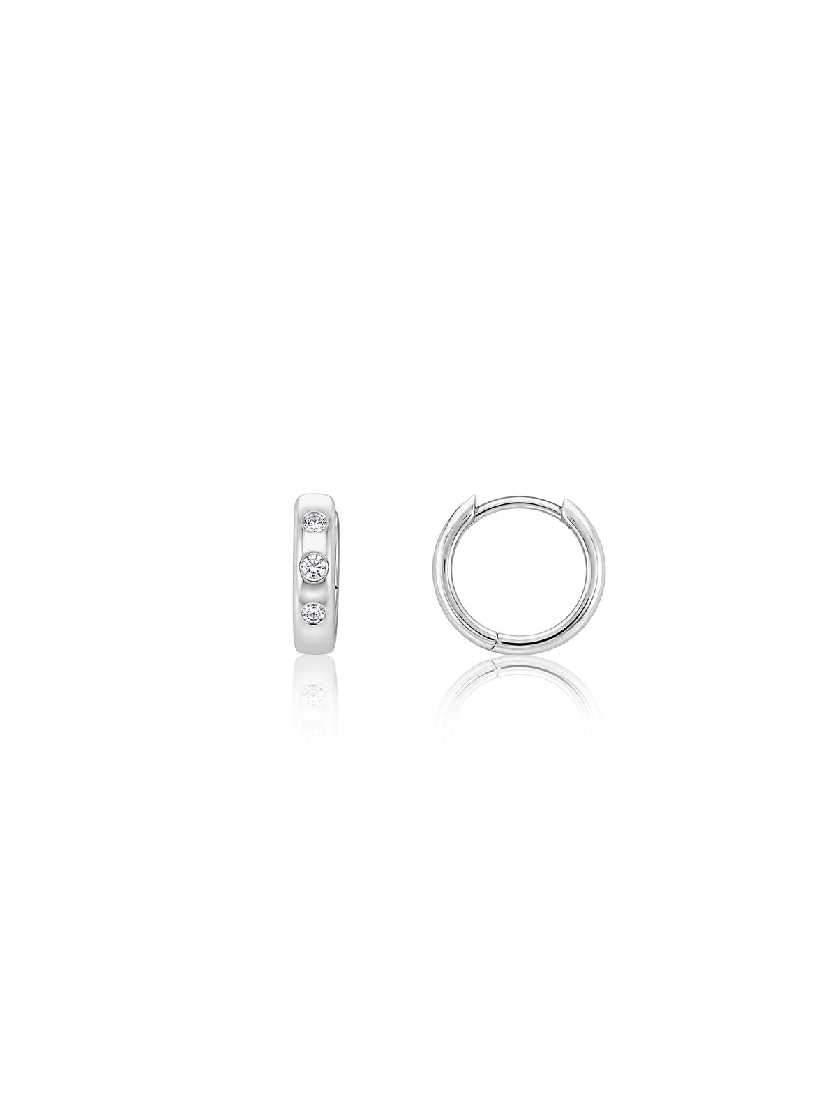 Lab Grown Diamond Huggie Earrings, Sterling Silver
