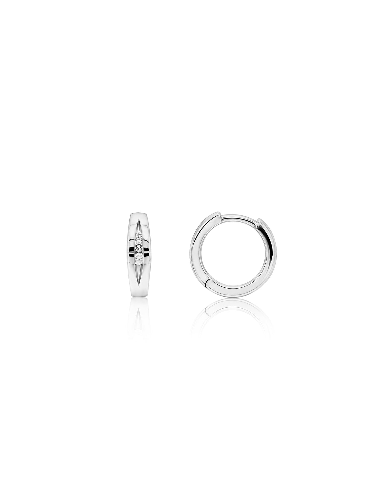 Lab Grown Diamond Huggie Earrings, Sterling Silver