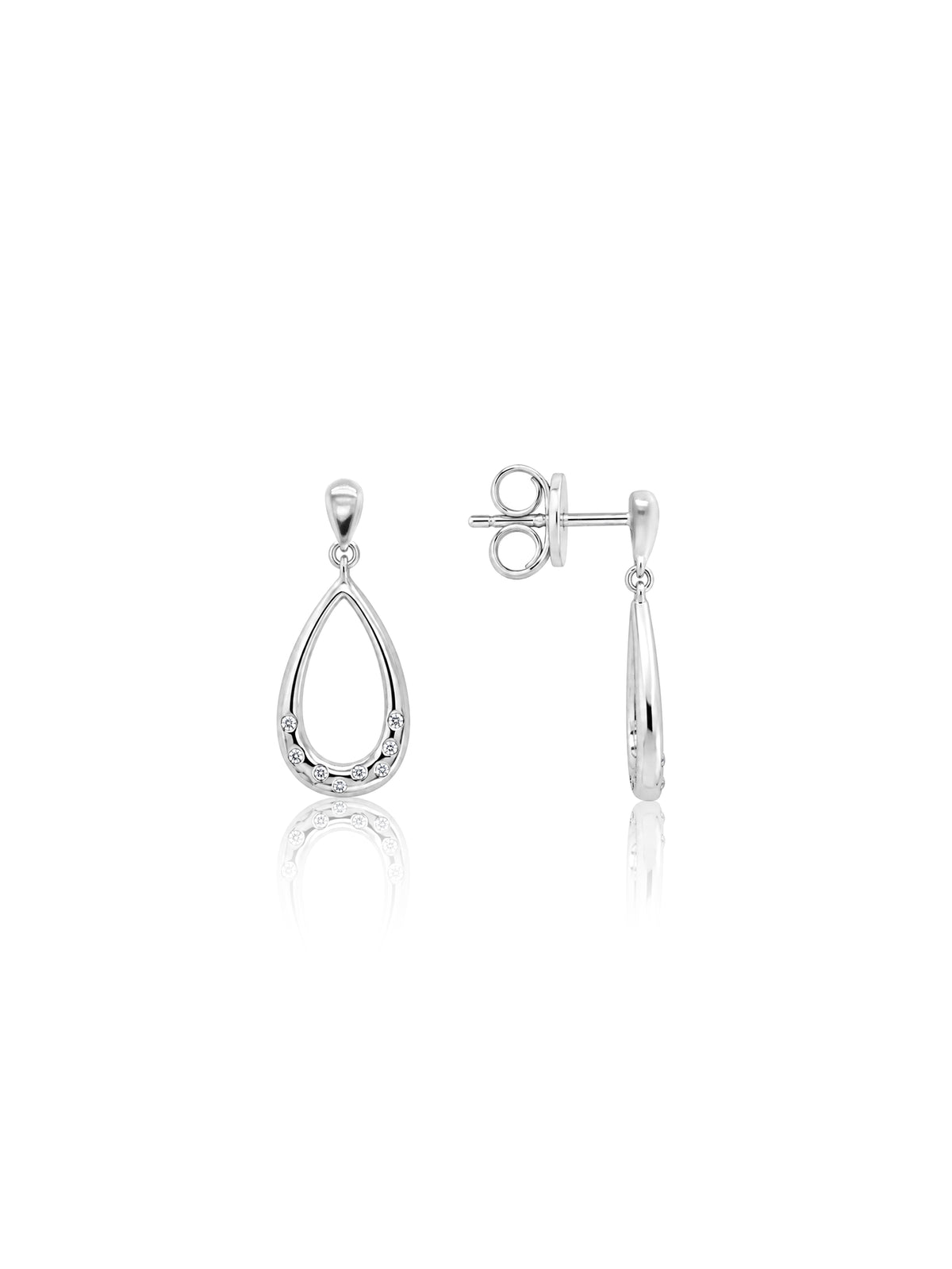 Lab Grown Diamond Stud Drop Earrings, Sterling Silver