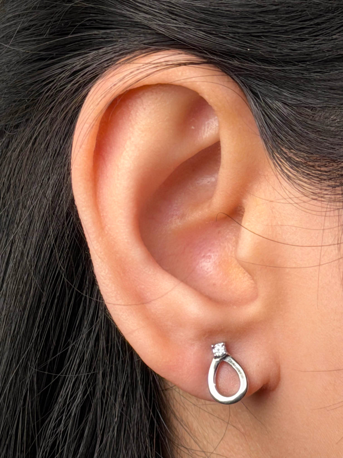 Lab Grown Diamond Stud Drop Earrings, Sterling Silver