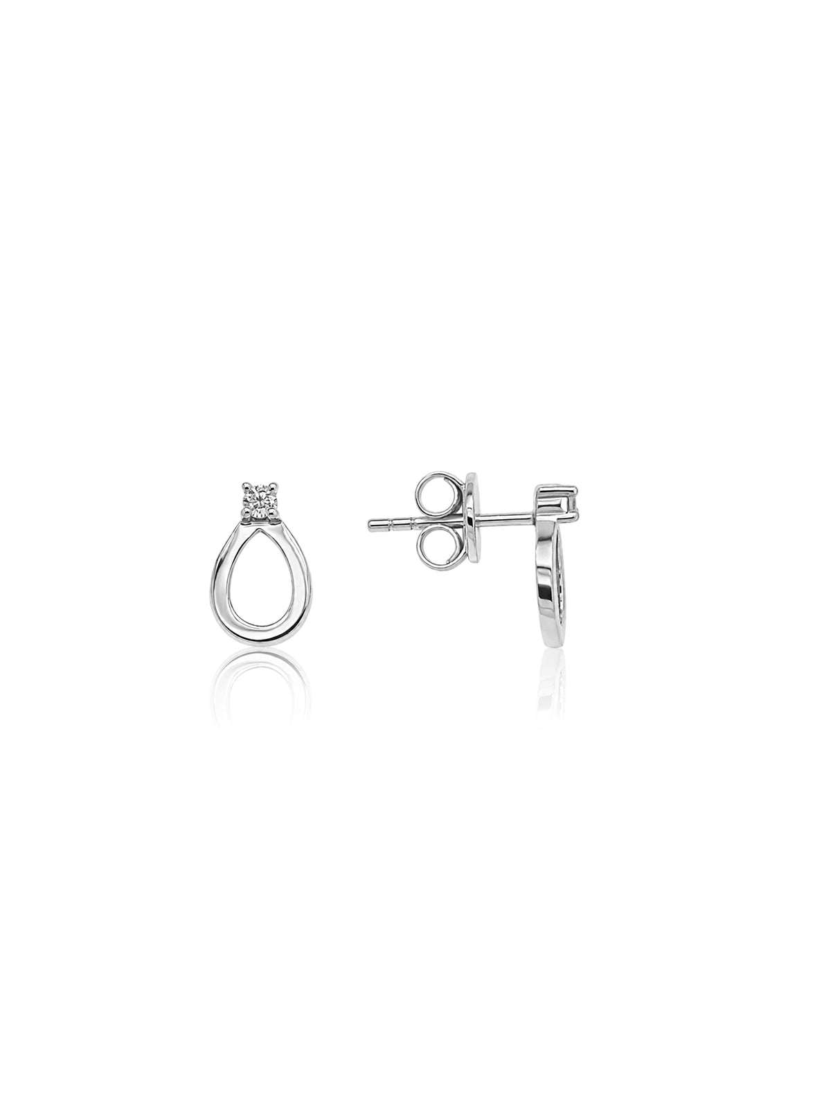 Lab Grown Diamond Stud Drop Earrings, Sterling Silver