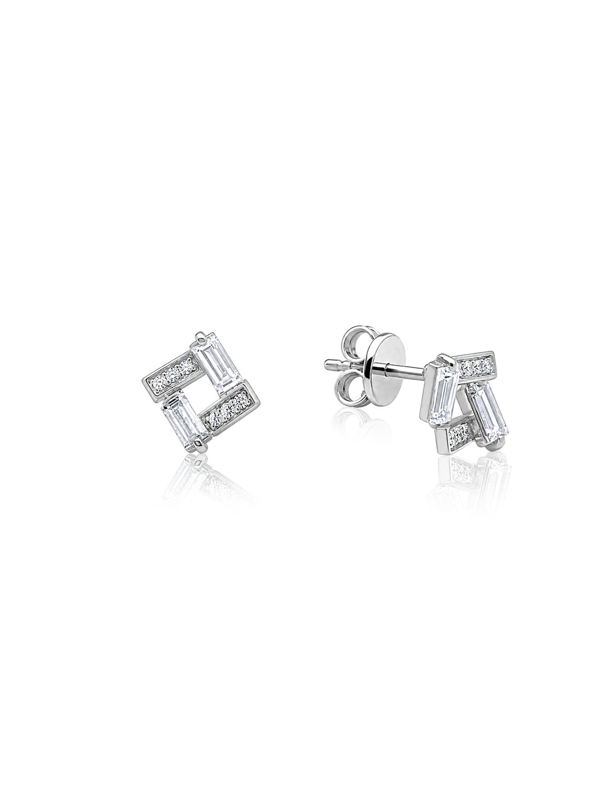 Lab Grown Diamond Stud Earrings, Sterling Silver
