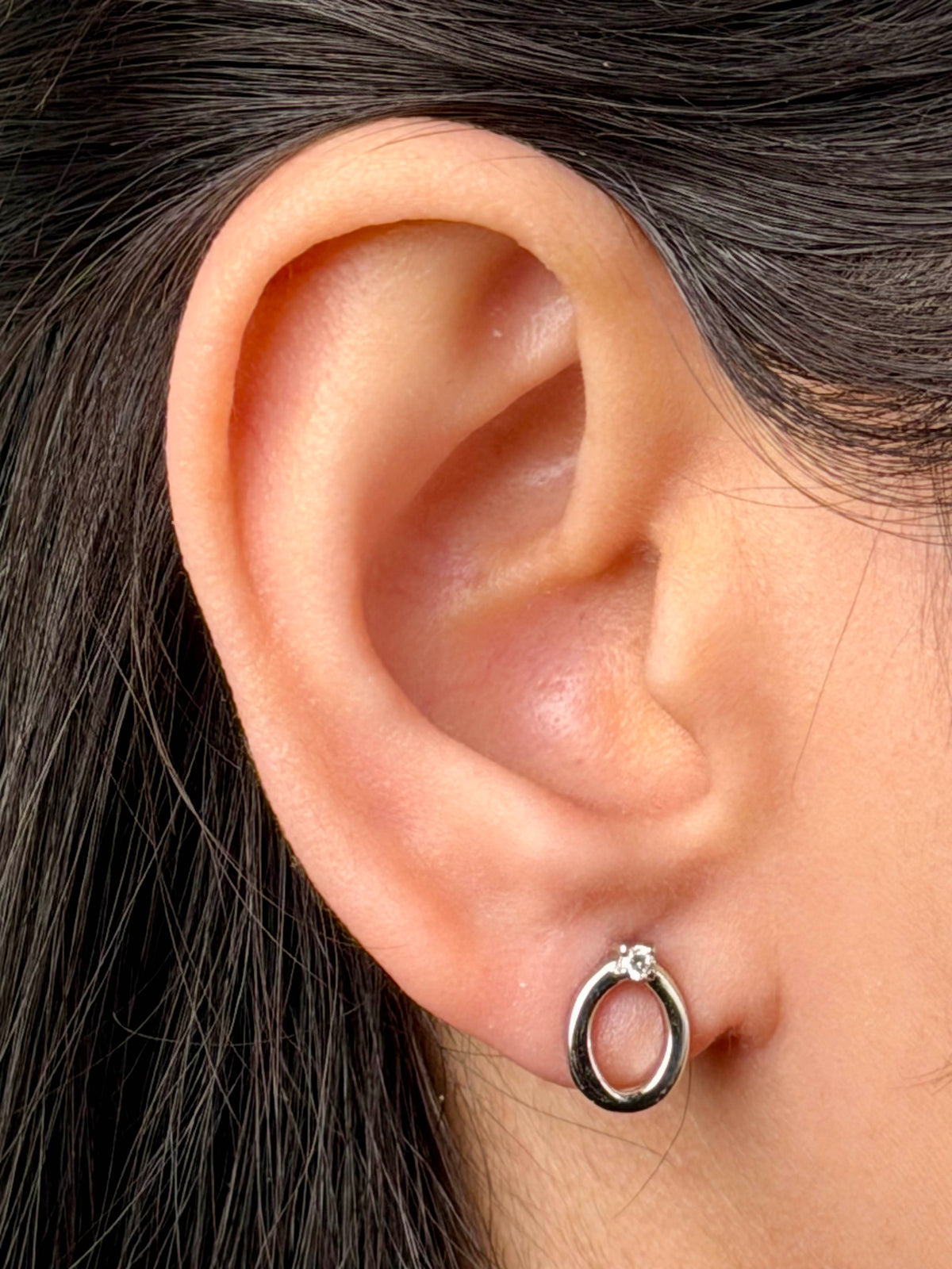 Lab Grown Diamond Stud Drop Earrings, Sterling Silver