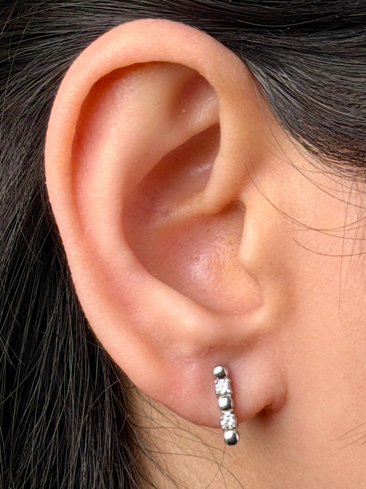Lab Grown Diamond Stud Drop Earrings, Sterling Silver