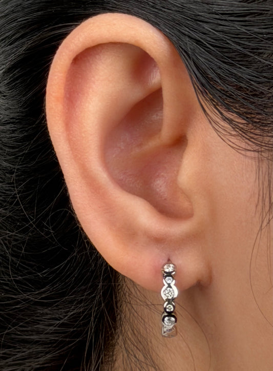 Lab Grown Diamond Huggie Earrings, Sterling Silver