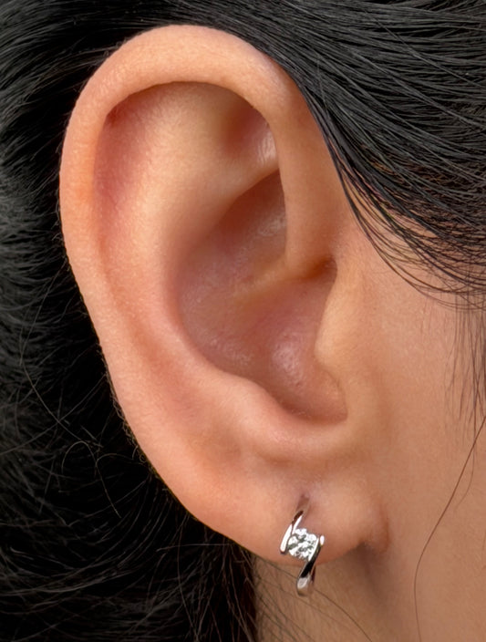 Lab Grown Diamond Reverse Huggie Earrings, Sterling Silver
