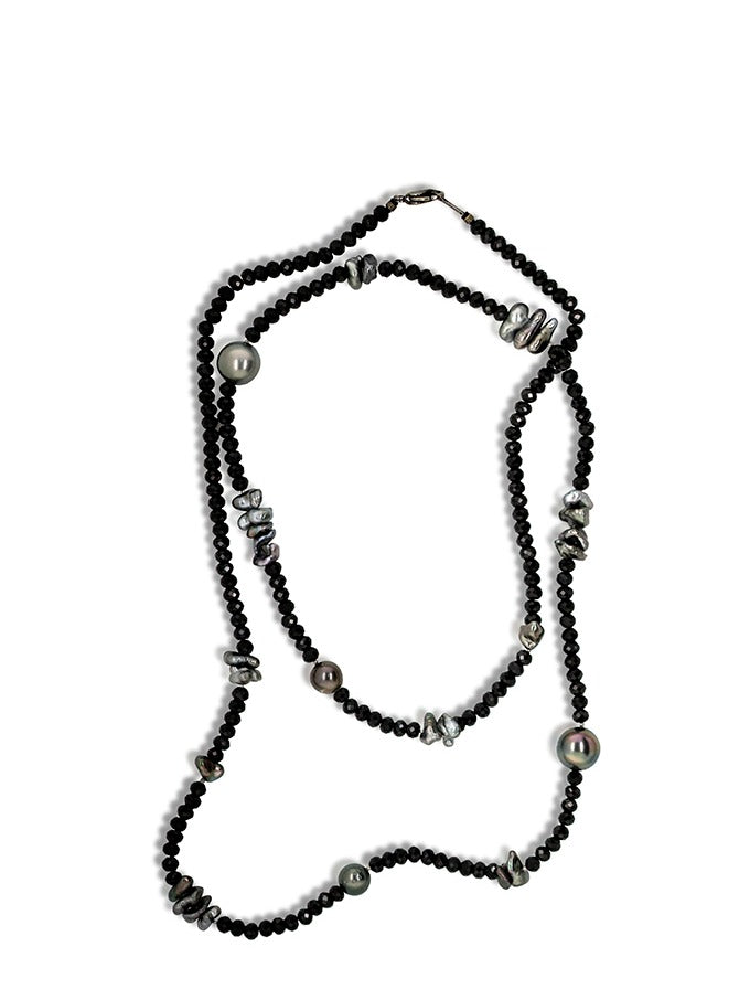 Spinel & Tahitian Pearl Necklet, 75cm