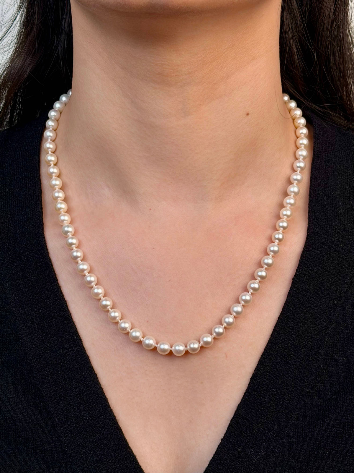 Akoya Pearl Necklet, 9K YG Clasp, 45cm, 6-6.5mm