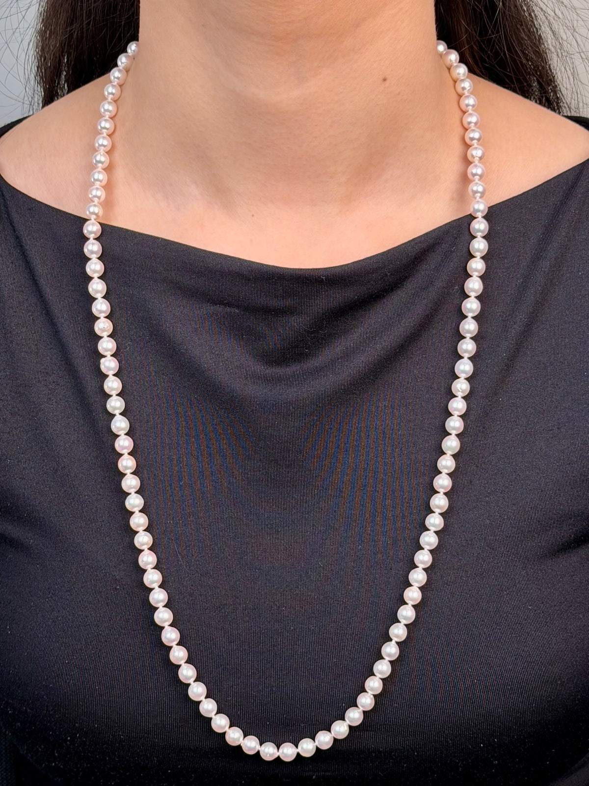 6-6.5mm Akoya Baroque Knotted Pearl 70cm Necklet Sterling Silver Clasp