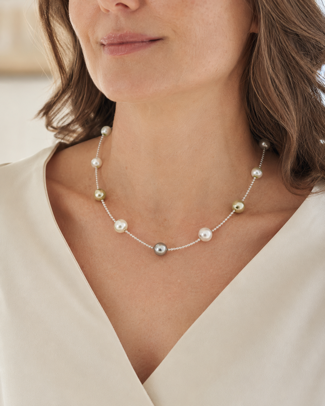 South Sea & Tahitian Pearl Necklet, 45cm