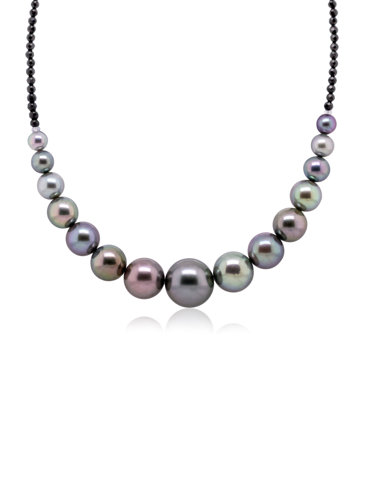 Black Spinel & Tahitian Pearl Graduated Necklet, 43cm