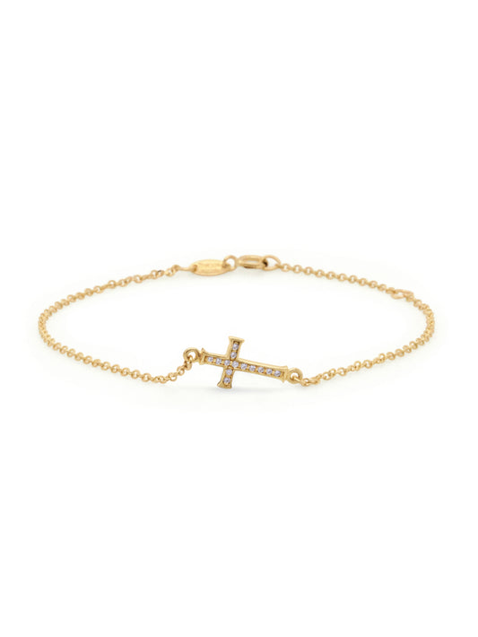 Cross bracelet cubic zirconia set 9k yg 18cm
