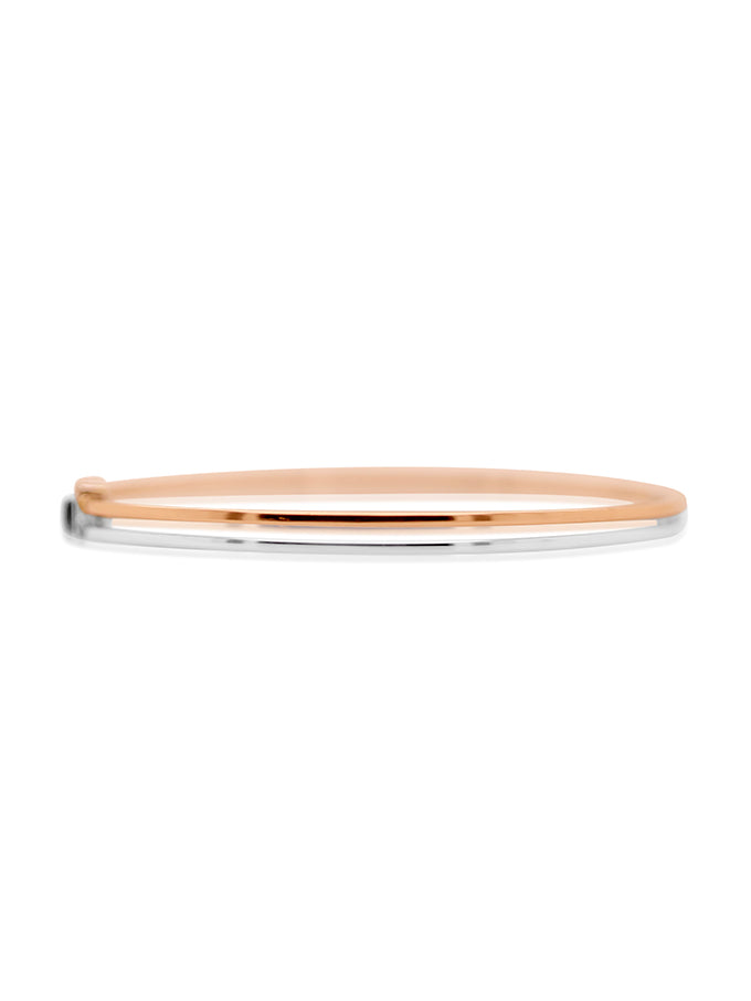 60mm Rose and White Gold Parallel Bangle in 9 Carat