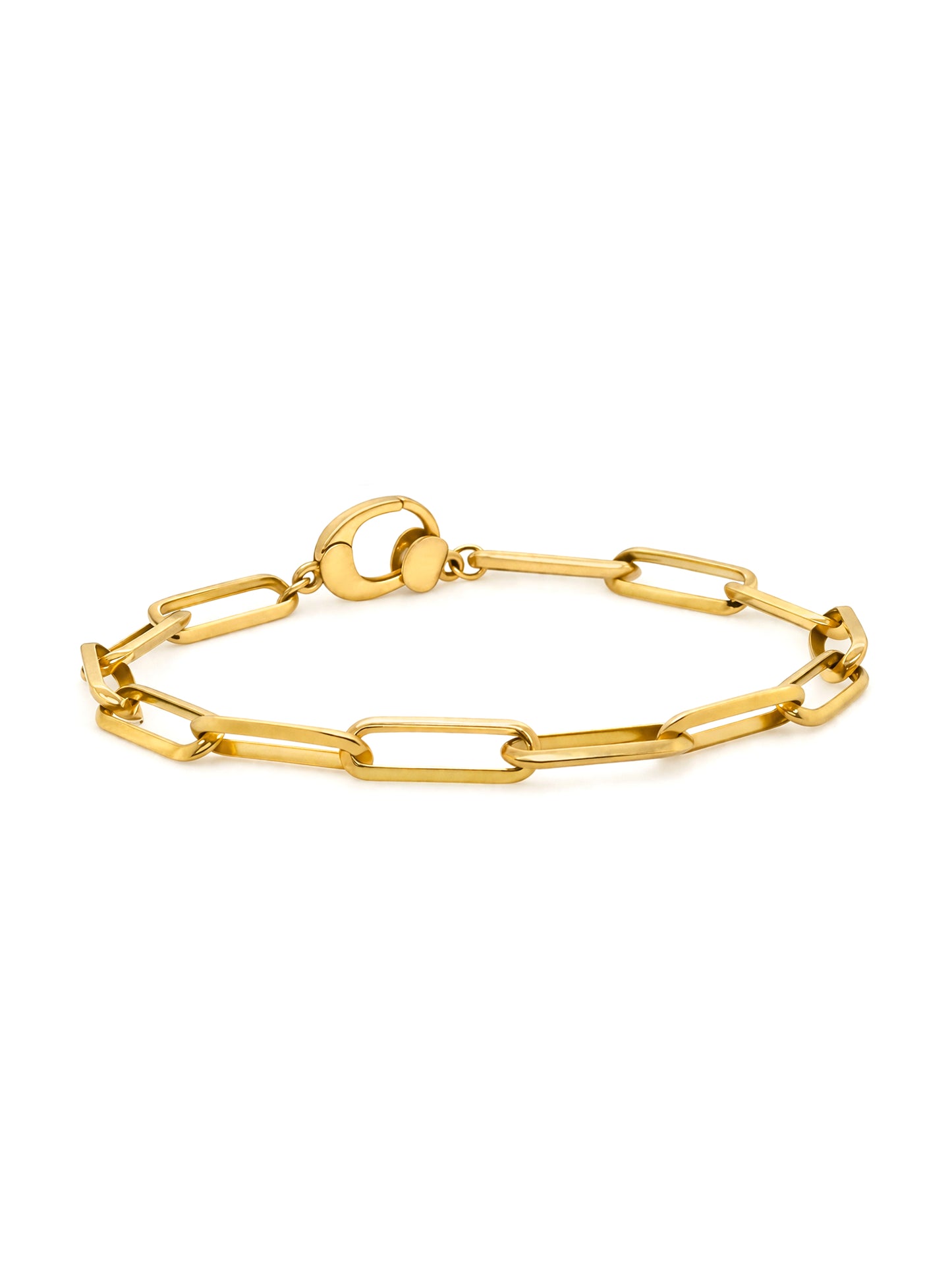 Rectangle Open Link Chain Bracelet in 9 Carat Yellow Gold 19.5cm