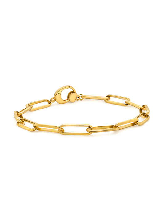 Rectangle Open Link Chain Bracelet in 9 Carat Yellow Gold 19.5cm