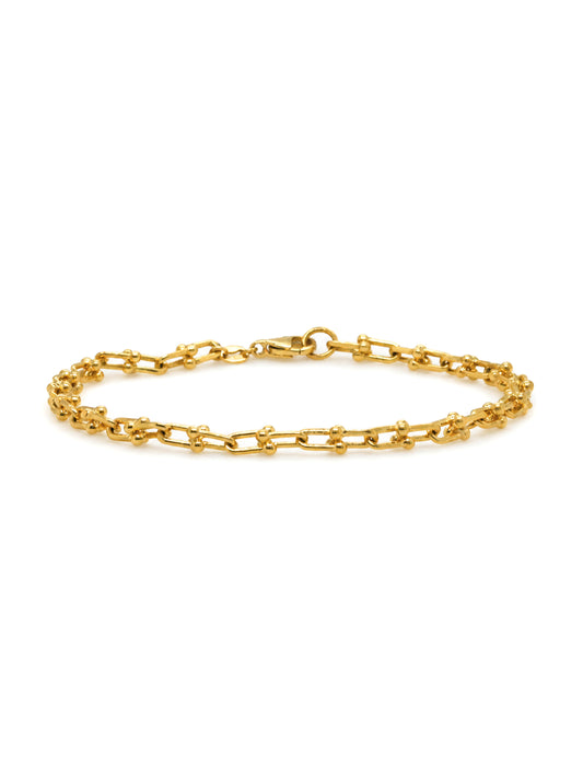 Fancy Link Bracelet, 9K Yellow Gold