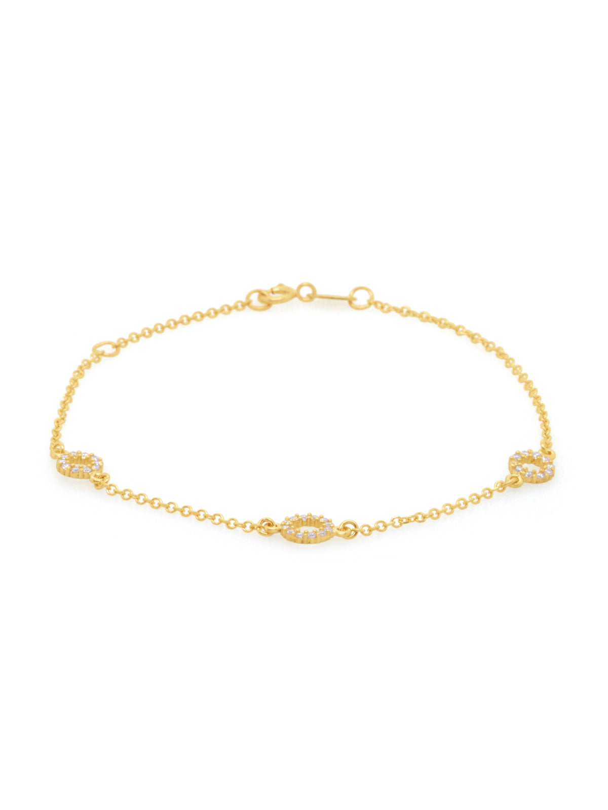 Cubic Zirconia Bracelet, 3 Circles, 18cm