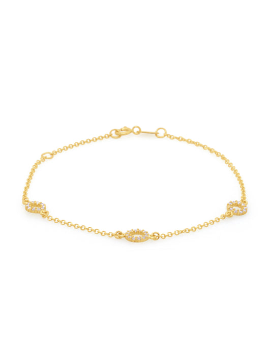Cubic Zirconia Bracelet, 3 Circles, 18cm