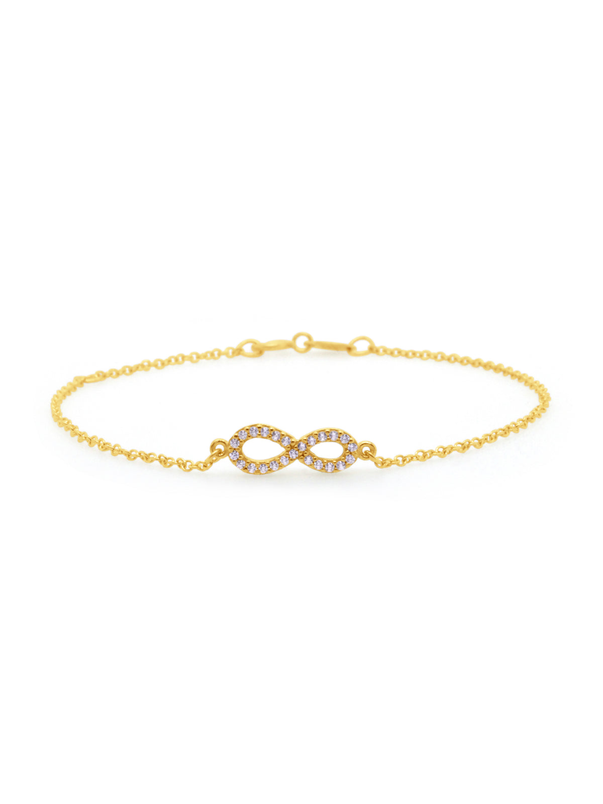 Infinity Bracelet Cubic Zirconia Set 9K Yellow Gold 18cm