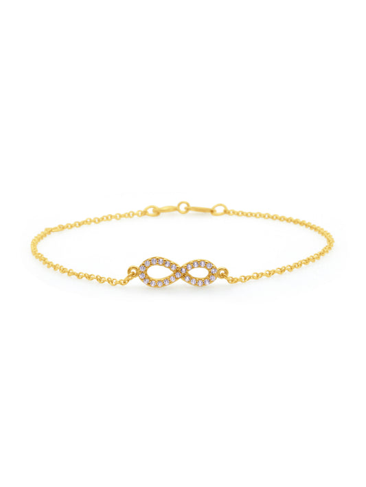 Infinity Bracelet Cubic Zirconia Set 9K Yellow Gold 18cm