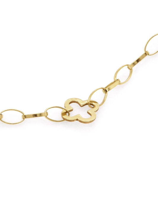 Open Clover Link Bracelet, 9 Carat Yellow Gold, 18cm