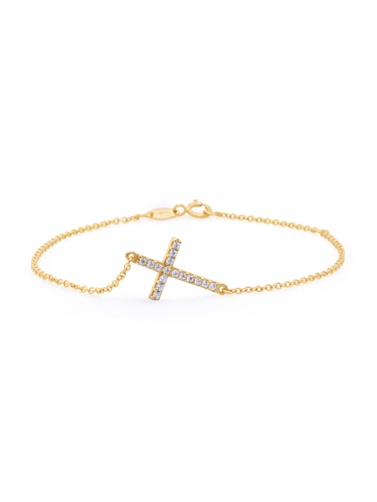 Cross bracelet cubic zirconia set 9k yg 18cm