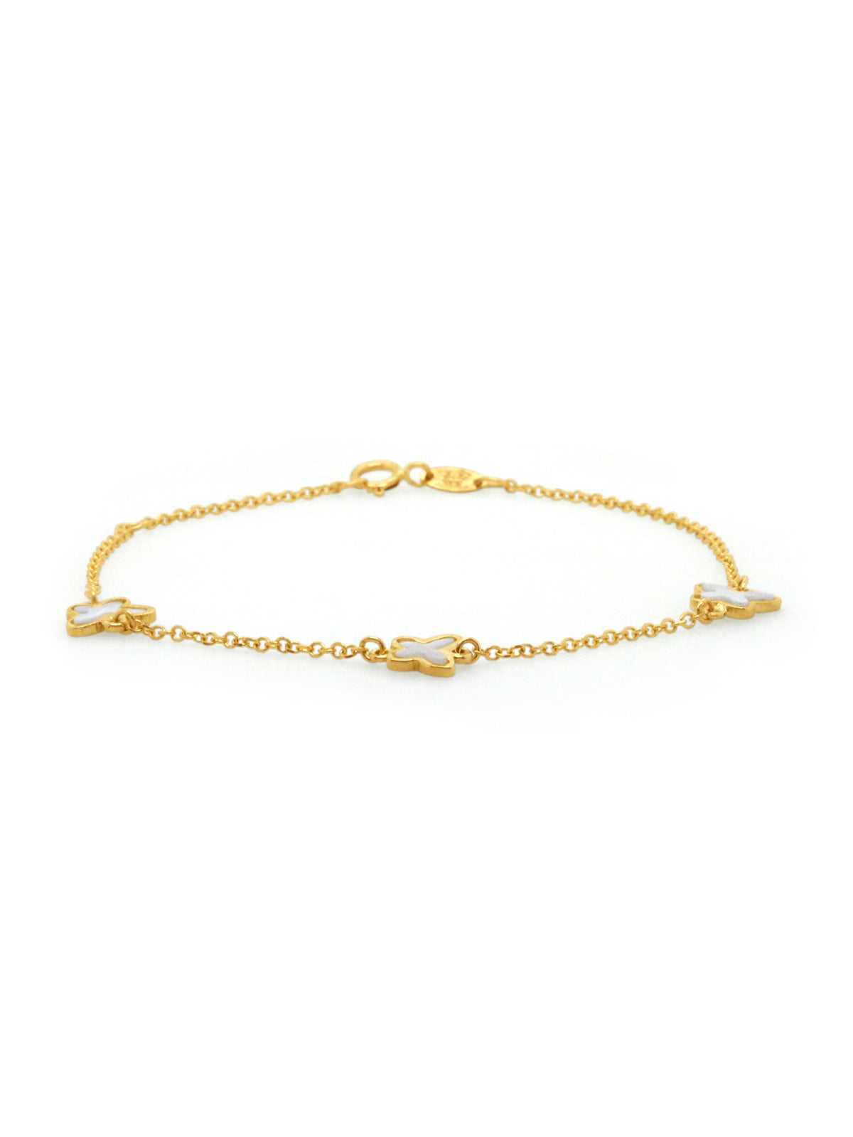 Mother Of Pearl Butterfly Bracelet, 9 Carat Yellow Gold