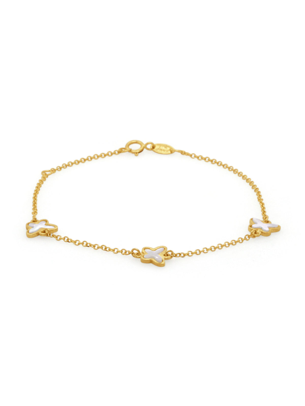 Mother Of Pearl Butterfly Bracelet, 9 Carat Yellow Gold